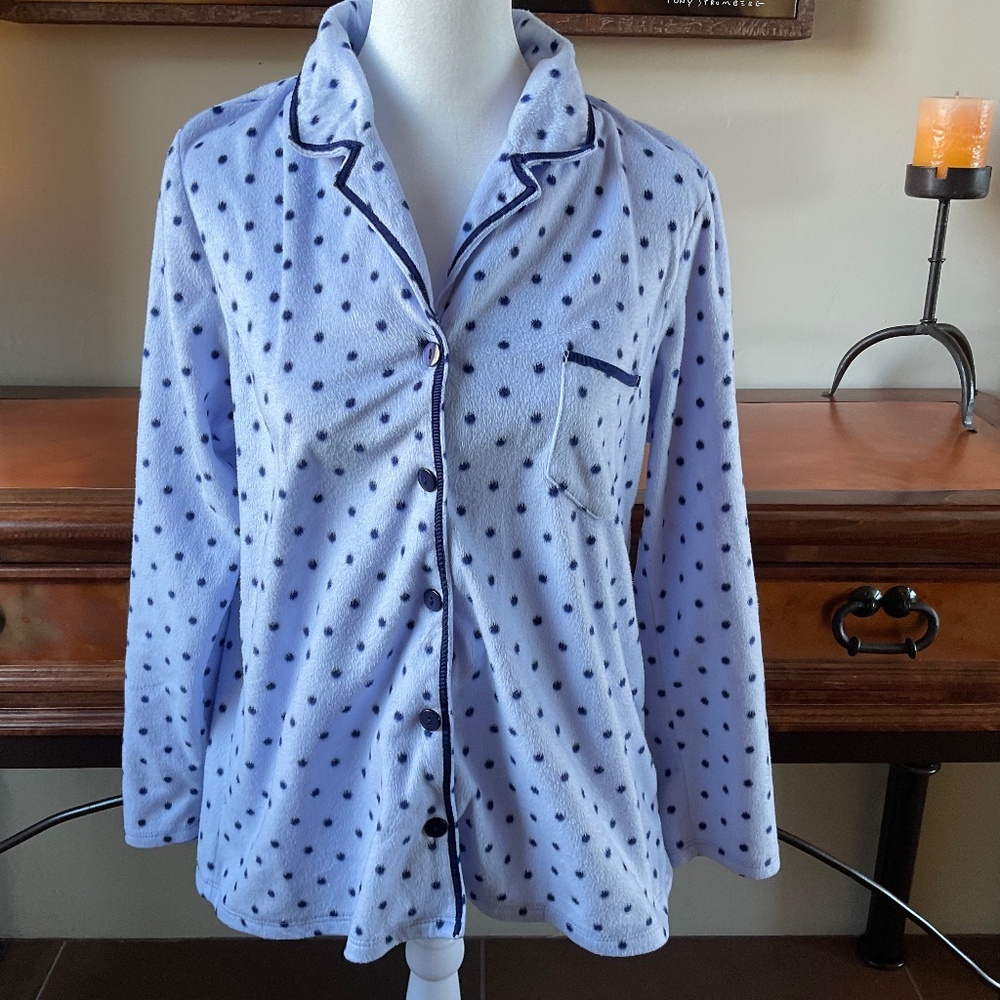 Earth Angels Super Soft Pajama Set. Pale Purple/Cobalt Blue. Size M